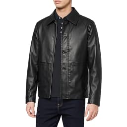 Men's Leather Jacket Spring and Autumn Winter Blazer Lapel PU Faux Leather Suit Coats Motorcycle Jacket Button Smart Casual Biker Style Jacket Black L - Thumbnail 5