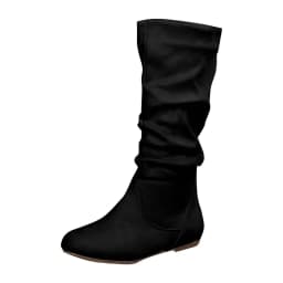 Viluyesy Womens Slouch Boots, Zipper Mid Wide Calf Flat Heels Ladies Fall Winter Fashion Boots Black US9 - Thumbnail 2