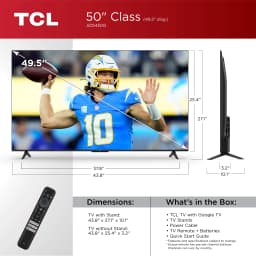 TCL 50” Class S Class 4K UHD HDR LED Smart TV with Google TV, 50S450G - Thumbnail 3