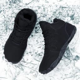 Stepedia Mens Womens Winter Barefoot Shoes Wide Toe Box Winter Boots Faux Fur Zero Drop Sole, Black 7.5 Women/6.5 Men - Thumbnail 2