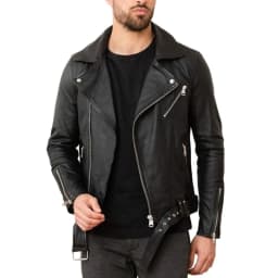 Men's Stylish Black 100% Genuine Lambskin Leather Lightweight Soft Satin lining Jackets for Men - S Size - Thumbnail 1