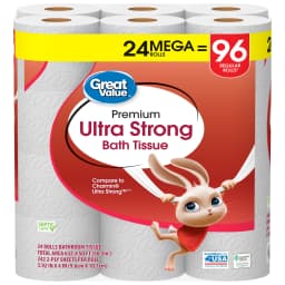 Great Value Ultra Strong 2-Ply Toilet Paper, 24 Mega Rolls, Compare to Charmin® Ultra Strong™ - Thumbnail 2