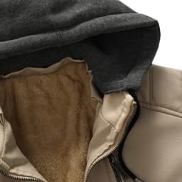 IYTR Men's Faux Leather Jacket Hooded Drawstring Long Sleeve Coat Winter Warm Motorcycle Biker Jacket Casual Leather Coat White M - Thumbnail 6