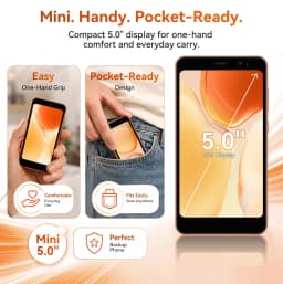 Blackview WAVE 2C 5" Unlocked Phone,Android 16 GO,9GB+32GB Octa-Core,Face Unlock,3000mAh Battery,4G LTE Unlocked Smartphone,Shadow Black - Thumbnail 7