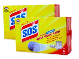 Clorox S.O.S. Steel Wool Soap Pads, Reusable with Anti-Rust Protection, 4 Count - 2 Pack - Thumbnail 1