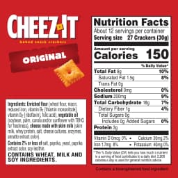 Cheez-It Original Baked Snack Crackers, Lunch Snacks, 12.4 oz - Thumbnail 2