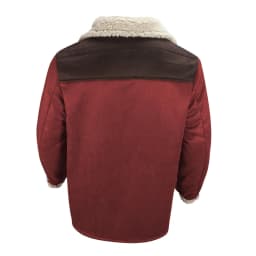 BXINGOHAI Men’s Casual Winter Jackets Faux Suede Leather Sherpa Jackets Warm Fleece Lined Turn-Down Coat with Pockets Wine M - Thumbnail 4