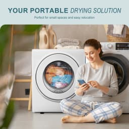Simzlife 1.6 Cu. ft. Portable Clothes Dryer, Electric Compact Dryer Machine, 19.5 in W, 23.6 in H - Thumbnail 3
