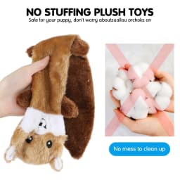 MASBRILL Squirrel Dog Squeaky Toys, 3PCS Crinkle Plush Dog Toys for Teething Chewing- No Stuffing&With Soft Squeaker , Best Birthday Gift For Puppy - Thumbnail 6