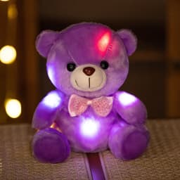 Valentines Day Teddy Bear Stuffed Animals, LED Teddy Bear Plush Doll for Kids Toddler Adult, Birthday Christmas Day Gift for Boys Girls, 8 inch - Thumbnail 1