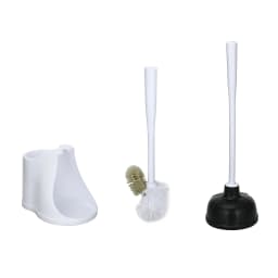 Mainstays 3-Piece Toilet Plunger and Brush Set with Storage Caddy - Thumbnail 4