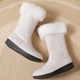 Ynynloco Warm Winter Boots for Women: Fur Lined Mid Calf Boots for Women Comfortable Zipper Snow Boots Waterproof for Cold Weather - Thumbnail 7
