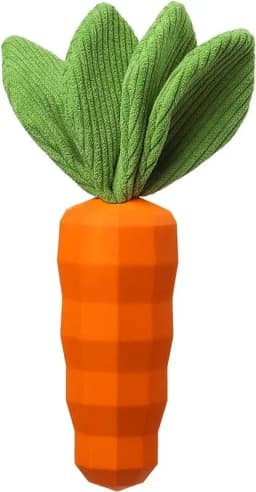 Easter Dog Squeaky Chew Toys for Aggressive Chewers, Rubber Carrot Dog Toys for Training and Cleaning, Durable Interactive Tough Dog Toy for Medium - Thumbnail 1