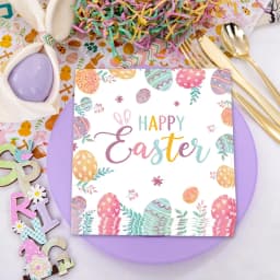 Fwttom Easter Paper Napkins, 20 pcs Napkins Disposable Party Supplies with Eggs Bunny Design, Dinner Napkins for Holiday Setting & Easter Decorations - Thumbnail 3