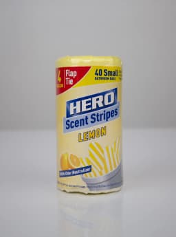 Hero Scent Stripes 4-Gallon, Lemon Scented, Small Flap Tie Trash Bags, 40 Count - Thumbnail 3