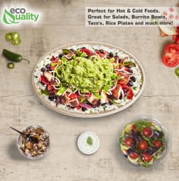 32oz Oval Disposable Compostable Paper Burrito Bowls Heavy-Duty, Eco-Friendly Oval Bowls Natural Bagasse Unbleached, Heat Resistant, 100% - Thumbnail 6