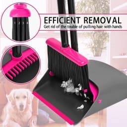 JEHONN Broom with Dustpan Combo Set Long Handle (Rose Red) - Thumbnail 6