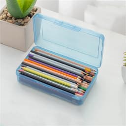 UALSRZL Extra Large Pencil Box, Clear Plastic Pencil Case with Snap Lid, Stackable Organizer for Pens, Markers, Crayons, Stickers & Supplies, Blue - Thumbnail 4