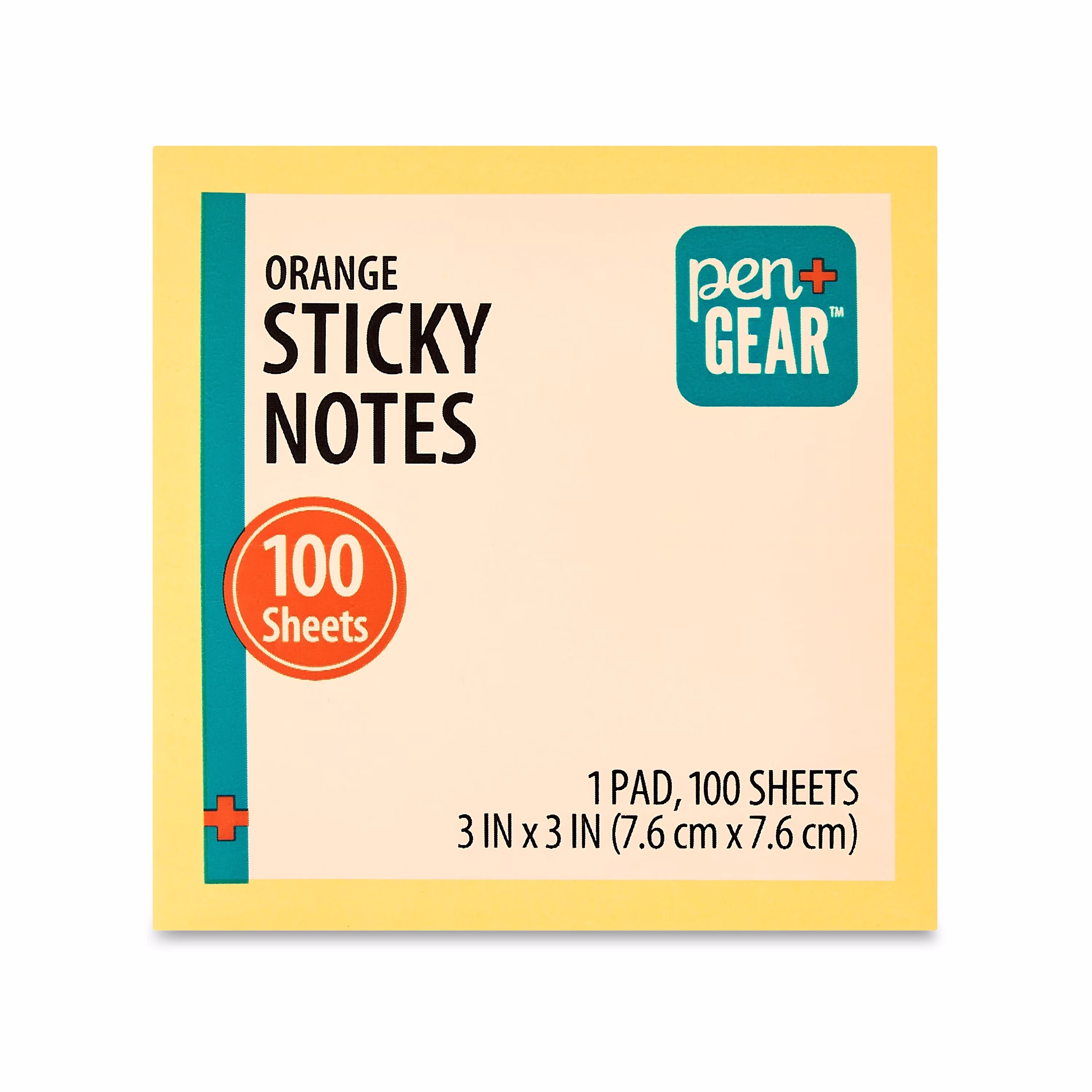 Pen+Gear Neon Orange Sticky Notes, 3" x 3", 100 Sheets, 1 Pad - Thumbnail 1