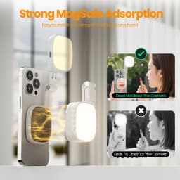 Cshidworld Portable Selfie Light with Mirror, 360° Magnetic, 1000mAh Rechargeable, 48 LED, 3 Modes, 10 Brightness, CRI 80, for Phone, Makeup, Live - Thumbnail 5