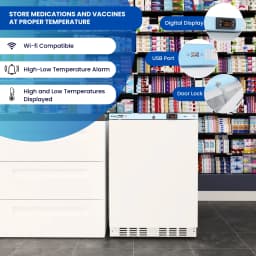 Conserv 3.9 Cu.Ft. Compact Commercial Pharmaceutical Refrigerator with WiFi, Temperature Alarm, 110V Corded, White - Thumbnail 17