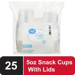 Great Value Snack Cups with Lids, 5.5 oz, 25 Count - Thumbnail 1