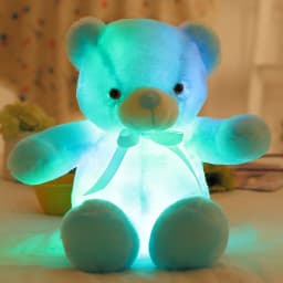 Light up LED Teddy Bear Stuffed Animal Soft Plush Toy, Birthday Valentines Gift for Toddler Kids Adult, 12 inch, Blue - Thumbnail 1