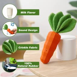 Easter Dog Squeaky Chew Toys for Aggressive Chewers, Rubber Carrot Dog Toys for Training and Cleaning, Durable Interactive Tough Dog Toy for Medium - Thumbnail 3