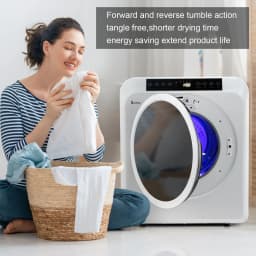 BAYUELSWU 3.5 Cu.Ft Portable Clothes Dryer, 1300W Clothes Dryer with Stainless Steel Tub, Front Load Tumble Laundry Dryer with LCD Touch Panel, 110V - Thumbnail 2