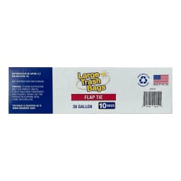 Basic Large Trash Bags, 30 Gallon, Flap Tie, 10 Bags - Thumbnail 2