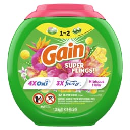 Gain Plus Flings Laundry Detergent Soap Pacs, All-In-One, Happy Hibiscus Scent, 32 Count - Thumbnail 3