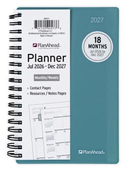 PlanAhead Monthly/Weekly Planner, Small 4" x 6.25", 18 Month (Jul 2026 - Dec 2027), Teal - Thumbnail 1