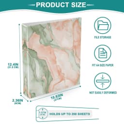 Watercolor Marble Pattern 3 Ring Hardcover Binders 1.5in Round Rings for Letter-Size Folder Paper Organizer Pockets for Office Student Recipe - Thumbnail 5