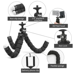 Flexible Phone Tripod Stand with 360° Ball Head, Non-Slip Legs, Universal Phone Mount, for Vlogging, Travel, Live Streaming, Black - Thumbnail 10