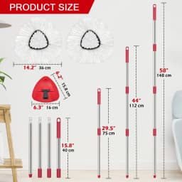 JEHONN Spin Mop Replacement Heads 2 Packs with Triangle Base and 58 inches Long Handle - Thumbnail 8