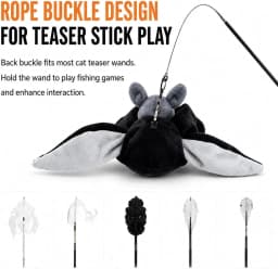 Flying Bat Dog Toy, Interactive Flap Wing Bat Toy for Dogs, Motion Activated Rechargeable Halloween Bat Toy for Dogs, Cats - Thumbnail 3