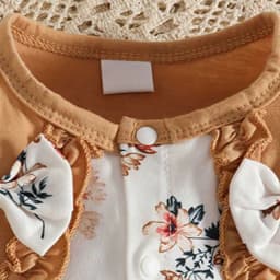 Karoyedx Unisex Newborn Clothes Newborn Baby Girl Summer Outfit Romper Embroidery Ruffle Jumpsuit Infant Waffle Clothes Coffee Size,12-18 Months - Thumbnail 7