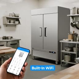 VEECOOL 54.4" W Commercial Refrigerators WiFi-Enabled, 49 cu.ft. Stainless Steel Reach-In Fridge with 8 Shelves, APP & Digital Control, LED Lighting - Thumbnail 2