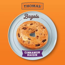 Thomas' Cinnamon Raisin Bagels, 6 count, 8g Protein, Kosher Bagels, 18 oz Bag - Thumbnail 3
