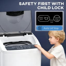 HOMCOM 1.3 Cu. Ft. Compact Washer, Portable Washing Machine with 8 Programs and 6 Water Levels, Full Automatic Washer for Apartments and RVs, White - Thumbnail 6