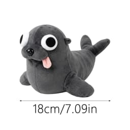 DGMIOCS Funny Gray Seal Plush Toy - Goofy Big-Eyed Stuffed Animal with Tongue Out, Soft Cuddly Seal Companion for Kids & Adults, Cute Silly Marine - Thumbnail 3
