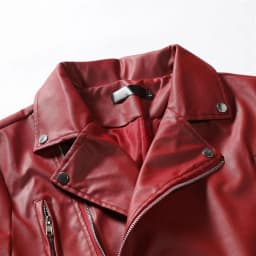 Herrnalise Men's Leather Jacket Fashion Stand Collar Punk Motorcycle Washed Leather Long Sleeve Hoodless Casual Outwear & Jackets Red - Thumbnail 5