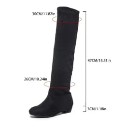 Mepaouo Women's Slouchy Knee High Boots Wide Calf Pull On Flat Boot Suede Fall Weather Winter Shoes - Thumbnail 5