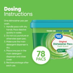 Great Value Automatic Dishwasher Pacs, Fresh Scent, 78 Count - Thumbnail 4