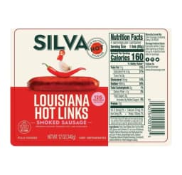 Silva Louisiana Brand Premium Hickory Smoked Hot Links, Refrigerated, 12 oz Plastic Sealed - Thumbnail 1