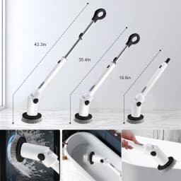 Shower Spin Scrubber, Cordless Electric Cleaning Brush, 8 Replaceable Heads & Adjustable Handle for Bathroom, Kitchen, Floors - Thumbnail 2