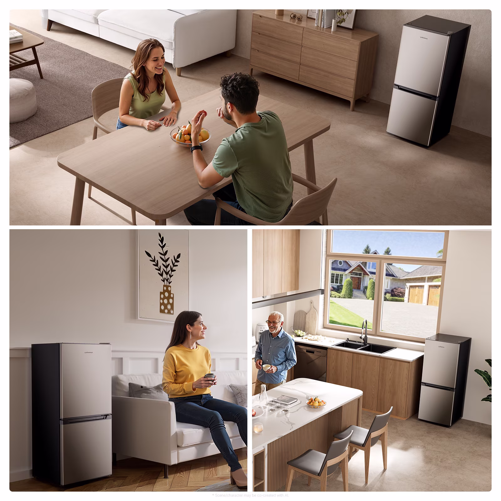 Upstreman 4.0 Cu.ft Mini Fridge with Freezer, 2 Door Compact Fridge Samll Bottom Freezer Refrigerators with 5 Settings Temperature, BM40 Stainless - Thumbnail 9