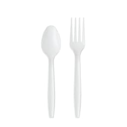 (3 pack) Great Value Everyday Disposable Plastic Forks and Spoons, White, 120 Count, 60 Forks and 60 Spoons - Thumbnail 4