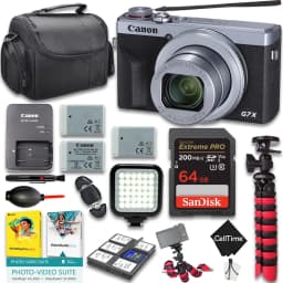 Canon PowerShot G7 X Mark III Digital Camera (Silver) + Led Light + 64GB Memory + 2pc Extra Batteries + Spider Tripod + Cleaning Kit + More (16pc - Thumbnail 1