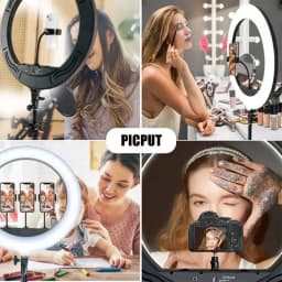 ZOMEI Ring Light with Stand and Phone Holder, 18" Ring Light Tripod for iPhone, Professional LED Circle Light with 70" Tripod, Selfie Ringlight - Thumbnail 8